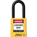 Zing ZING RecycLock Safety Padlock, Keyed Alike, 1-1/2" Shackle, 1-3/4" Body, Yellow, 7039 7039